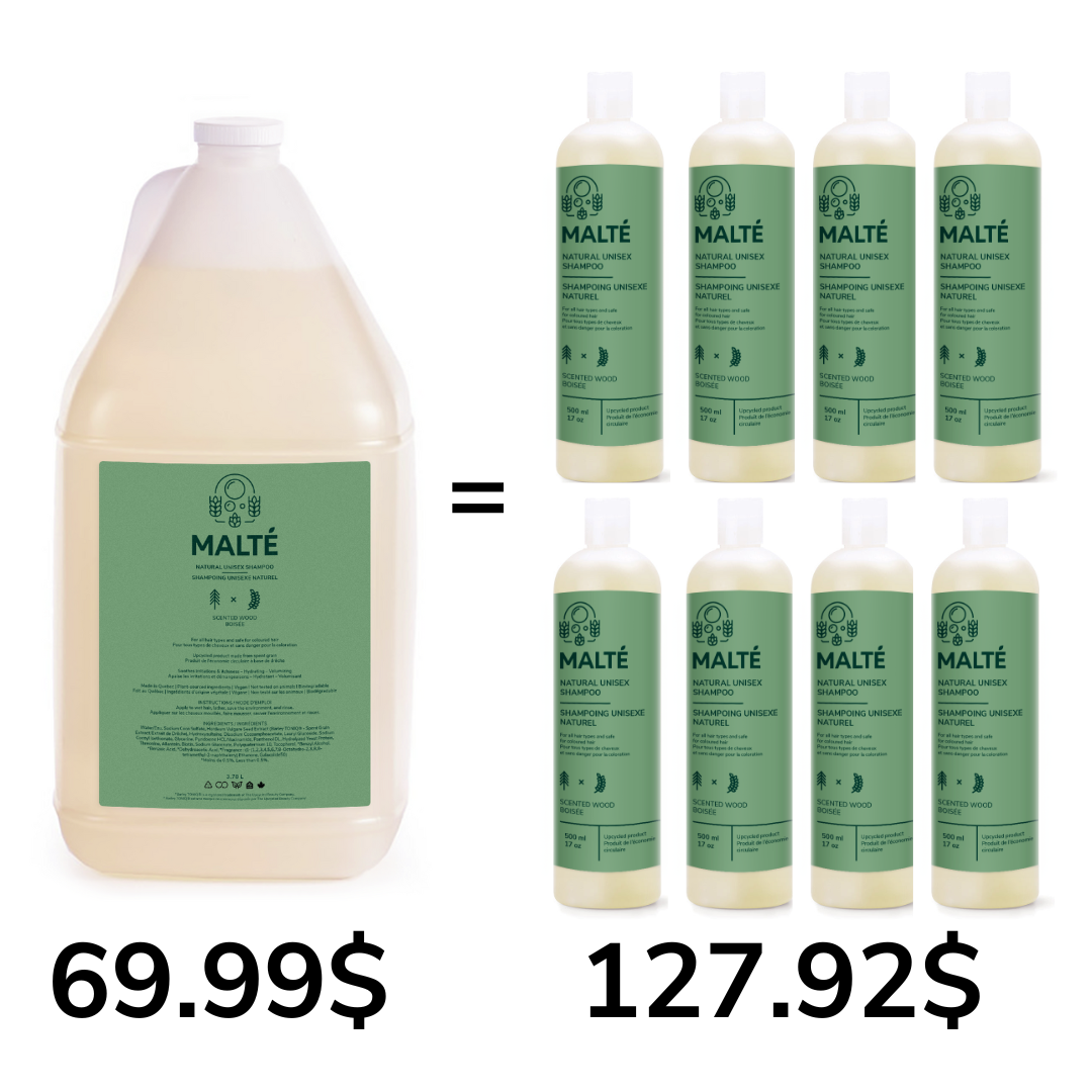 Hydrating and volumizing natural unisex shampoo (Scented Wood) - 3.78L