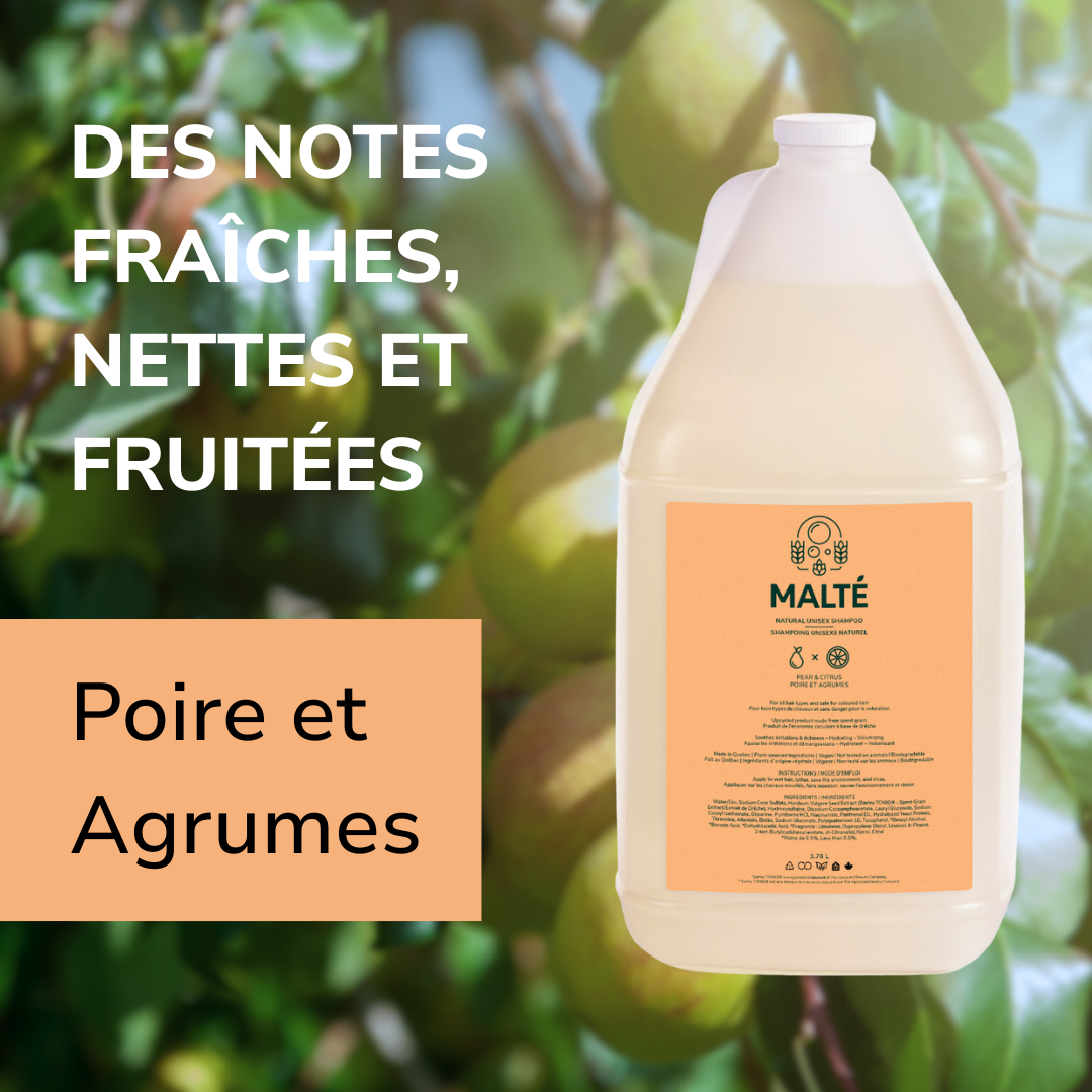 Shampoing naturel unisexe hydratation et volume (Poire et Agrumes) - 3.78L