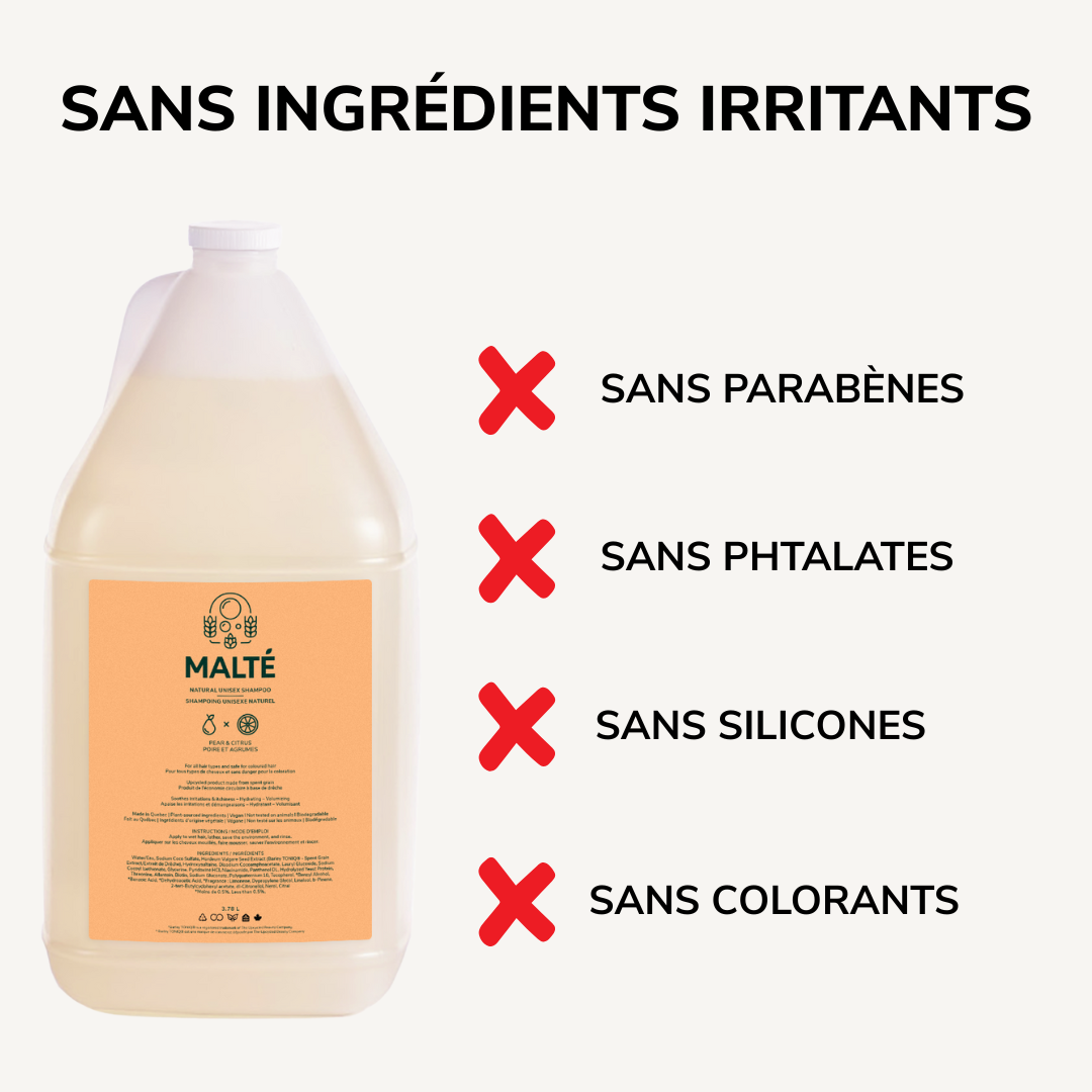 Shampoing naturel unisexe hydratation et volume (Poire et Agrumes) - 3.78L